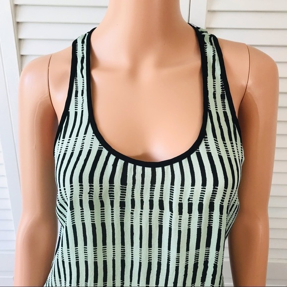 A.L.C. Aqua Black Silk Striped Tank Top Size XS - Picture 2 of 8